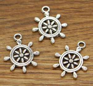 Trendy 20pcs Helm Charms <b>Ships</b> <b>Wheel</b> Charms Antique Silver Tone 22x18mm Cf2550 High Quality Best Nautical <b>Ship</b> - Product Image 1