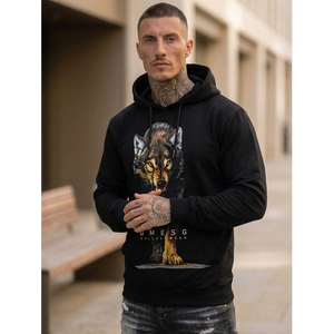 Sweat à capuche zippé noir pour homme Bolf 6141 imprimé, motif uni, étiquette personnalisée - Product Image 1