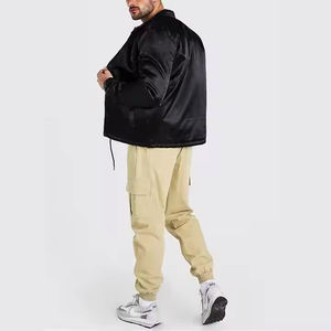 OEM Custom Logo Men's Satin High Street Style Jacket <b>Coat</b> with <b>Belt</b> Closure for Spring Autumn & Winter - Product Image 5