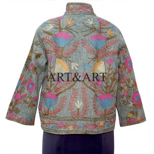Veste en coton matelassée respirante unisexe pour femmes, vente en gros, broderie indienne Suzani, tailles et couleurs personnalisables - Product Image 5