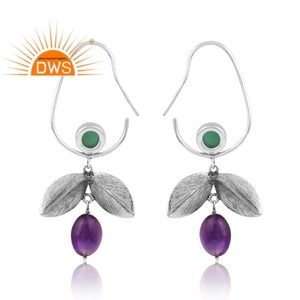 Meilleure vente argent naturel améthyste et vert Onyx pierre précieuse boucle d'oreille pour les femmes bijoux personnalisés pour les femmes cadeau pour elle - Product Image 2