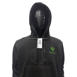 Sweat à capuche noir personnalisé avec logo, en molleton de coton, style streetwear décontracté, OEM ODM, sweats à capuche et sweat-shirts pour hommes - Product Image 2