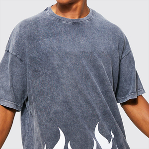 Derniers t-shirts délavés à l'acide sur mesure à la mode pour hommes t-shirt délavés à l'acide d'été 100% coton imprimé personnalisé pour hommes - Product Image 6