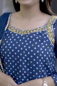 Conjunto de Salwar Kameez Azul Marino Estampado de Secado Rápido para Mujer, Estilo Étnico Indio con Dupatta, Ropa de Fiesta para Todas las Temporadas, Proveedor Mayorista - Product Image 2