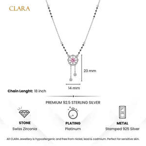 NOVAMART Fine Pure Silver Flower Mangalsutra Necklace with for Zirconia Beads Gold Plated Ethnic Religious Gift Jewelry <b>Wife</b> Who - Product Image 6