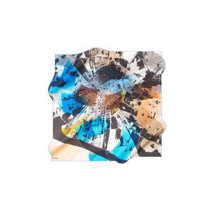Turquoise Silk Twill Leopard Print Designer Scarf - Product Image 1