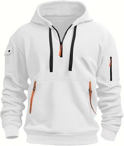 Pulls à capuche d'hiver pour hommes de haute qualité, 100% coton polaire, respirant, coupe-vent, écologique, coupe ample - Product Image 1