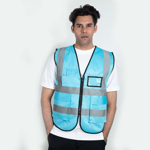 Gilet réfléchissant de sport haute visibilité avec impression de logo personnalisé, tissu en maille imperméable et éclairage LED - Product Image 1