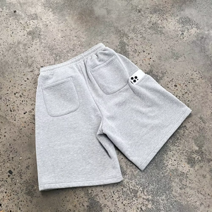 Shorts Bermuda en Coton Gris pour Homme avec Poches, Taille Élastique, Style Décontracté Tricoté Couleur Unie, Taille Mi-Haute Respirant - Product Image 4