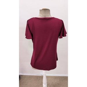 Blusa de Viscosa de Manga Corta con Cuello en V para Mujer, 31378 - Borgoña - Product Image 6