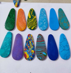 Gemas de piedra turquesa Natural de 20x55mm, cabujón suelto suave decorativo sintético certificado IGI para regalos de aniversario, mezcla de colores - Product Image 1