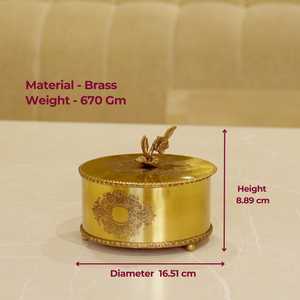 Traditional Brass Antique Dinnerware <b>Storage</b> <b>Box</b> with <b>Floral</b> Handle Handmade Vintage Organizer for Serving Accessories - Product Image 2