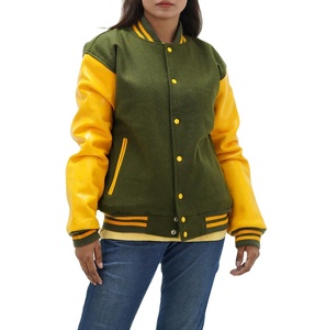 Nueva Chaqueta Varsity para Mujer con Cuerpo de Lana y Mangas de Cuero, con Bordado Tejido y Color Personalizado - Product Image 3