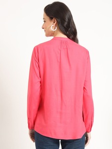 Top regular de color melocotón para mujer, ropa de oficina floral de encaje de ganchillo, Camisa de algodón para mujer, Top modesto abierto frontal de verano - Product Image 2