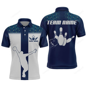 เสื้อโปโลทีมโบว์ลิ่งแบบกำหนดเอง เนื้อผ้าระบายอากาศ สำหรับเล่นกีฬา พร้อมพิมพ์ชื่อและโลโก้ - Product Image 4