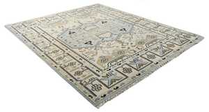 Bleu clair ivoire Oushak tapis fait à la main tapis turc haute qualité géométrique médaillon coton Vintage ferme Boho décor - Product Image 4