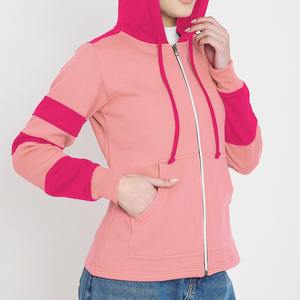 Sudaderas con capucha de punto personalizadas con cremallera para mujer, estilo urbano, transpirables, de algodón, con logo frontal, para otoño, precios al por mayor - Product Image 3