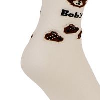 Chaussettes Jacquard Bear Crew pour jeunes en coton blanc à la cheville avec manchette inférieure à ressort Logo Position Chaussettes de sport tricotées