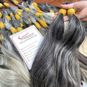 Venta al por mayor de lujosas extensiones de cabello humano vietnamita virgen cabello gris a granel para trenzar - Product Image 2