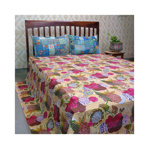 Último Diseño en Algodón Orgánico Kantha, Fabricante Indio, Impresión a Mano, Tamaño Queen, Precio Económico en Oferta - Product Image 5