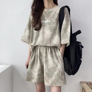 Summer <b>Women</b> Clothing <b>Set</b> <b>Short</b> Sleeve Tshirt <b>Shorts</b> 2Pcs Tie-Dyed Loose <b>T</b> <b>Shirt</b> Sports Casual Suit <b>Set</b> - Product Image 3