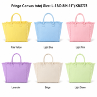 Tas Selempang Kanvas Multi Warna Keymay RTS dengan Rumbai, Tas Monogram DIY, Tas Pantai Outdoor, Tas Tote Mewah Fashion Wanita