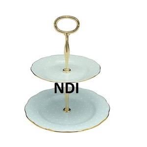 Nuevo Soporte de 2 Niveles para Cupcakes con Acabado de Incrustaciones de Hueso en Forma Redondeada para Uso en Restaurantes y Fiestas de Cumpleaños - Product Image 1