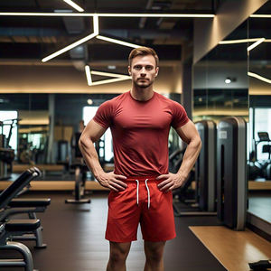 Pantalones cortos de cintura alta con cordón para hombre, gimnasio, entrenamiento físico, 100% algodón, poliéster, pantalones cortos para hombre - Product Image 2