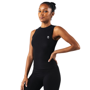 Basics Tank Women’s Double Layered Seamless Stretch Activewear Gym Workout Tank Top with Built In Support <b>Black</b> - Product Image 2