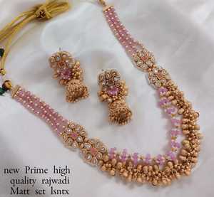 Unique Premium Quality Collection <b>Pearl</b> Work & Kundan Studded <b>Pearl</b> <b>Drop</b> Copper Long <b>Necklace</b> Jewellery With Earring Set Women - Product Image 3