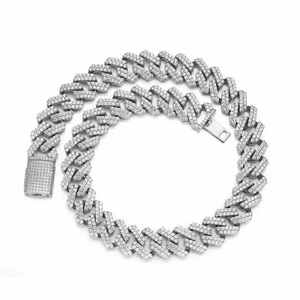 Nouveau Design mode 925 Sterling Silver Round Cut Leb Grown Diamond Iced Cuban Link Colliers Cadeau de mariage pour hommes - Product Image 2