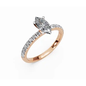 Anillo de Diamante Solitario Marquise Cultivado en Laboratorio de Primera Calidad, 0.560 Ct, Oro de 9, 14 y 18 Quilates, Proveedor Mayorista OEM - Product Image 5