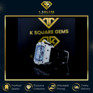 Montre automatique à quartz de luxe de haute qualité, très demandée, résistante à l'eau, analogique, avec diamants en moissanite, en acier inoxydable et silicone - Product Image 6