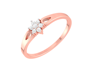 Anillo Floral de Diamantes en Oro Rosa Sólido de 14K |   Anillo de Joyería Fina Ligero de 3.000g con Diseño Clásico Elegante y Diamantes Redondos de 0.20TCW - Product Image 2