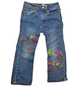 2T pantalón bordado Baggy Streetwear Denim | Hip Hop Hebilla Correas | Edgy Grunge Outfit | Dark Y2K Estética | Patchwork de pierna ancha - Product Image 1