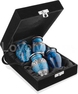 Aluminium Keepsake <b>Mini</b> Urns Set of 4 <b>Pcs</b> in a Velvet Box - Product Image 2