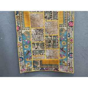 Alfombra Vintage, Pequeña, 2.7x4.1 pies, Alfombra Turca, Alfombra de Lana a Rayas Azules y Amarillas - Product Image 2