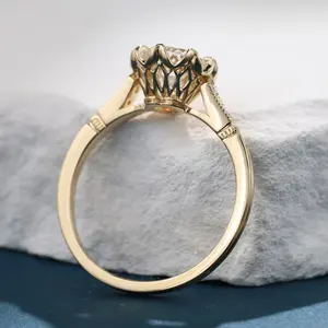 Bague de fiançailles magnifique en argent 925 pour femme Moissanite Diamond Wedding - Product Image 4