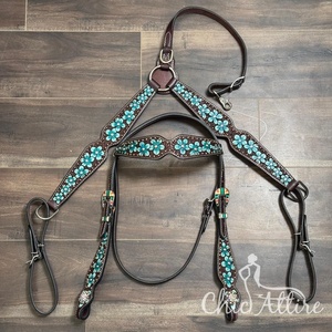 Juego de cuello de pecho de caballo de cuero mecanizado a mano, ajuste ajustable de diseñador, Hardware duradero, tachuela Premium para comodidad de conducción - Product Image 1