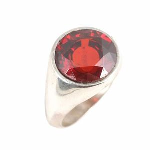 Anillo Redondo de Plata de Ley 925 para Hombre con Incrustaciones de Rubí Sintético, Bañado en Rodio, para Uso Diario - Product Image 2