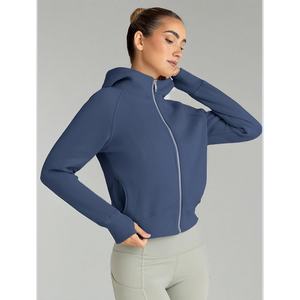 Customizable Crop Zipper <b>hoodie</b> for Women Kangaroo <b>with</b> <b>thumb</b> <b>hole</b> anti-wrinkle breathable hodies for woman - Product Image 5