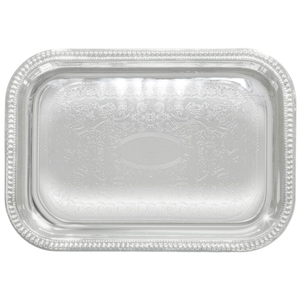 Elegante Bandeja de Servicio Plateada, Plato Decorativo de Metal Grabado Plateado Vintage para Buffet, Catering y Uso Doméstico a Bajo Precio - Product Image 2