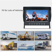 Moniteur AHD 7 pouces avec prise aviation 4 broches | Répartiteur Quad intégré | Étanche IP69K | Système de caméra de recul multi-vues 1080P pour camion