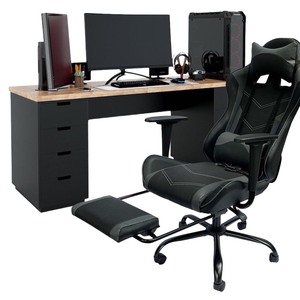 Gaming Reclining Chair with <b>Footrest</b> and 180x60cm Gaming Desk with Cabinet Legs CBG68009 - Product Image 1