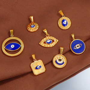 DIY Schmuck Zubehör Edelstahl 18 Karat vergoldet türkischen Lucky Eye Anhänger Charms für Schmuck herstellung Armband Halskette - Product Image 5