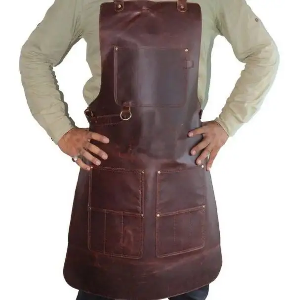 Wholesale 100% Genuine Leather Apron for Baking/Cooking/Working/Cafe/Mechanical Work/Gardening with Premium Quality