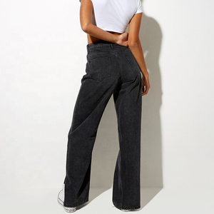 กางเกงผ้ายีนส์เอวสูงทรงหลวมสำหรับผู้หญิงกางเกงแฟชั่นแบบสั่งทำ - Product Image 4