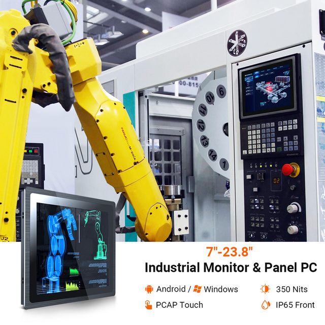 OEM 7~23.8 Inch 3MM Bezel IP65 Embedded Industrial Capacitive/Resistive Touch Screen LCD Display Monitor with VGA/HD-MI/DP Port