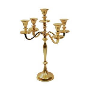 Candélabre à 5 bras en aluminium robuste pour la décoration de Noël, de mariage et de fête, finition or antique, candélabre de sol - Product Image 1
