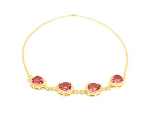 Quartz vert et Quartz rose bijoux en pierres précieuses en argent sterling 925 plaqué or collier connecteur lunette - Product Image 1